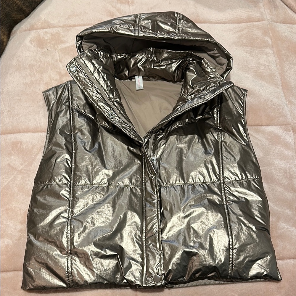 Silver Metallic Puffer Vest